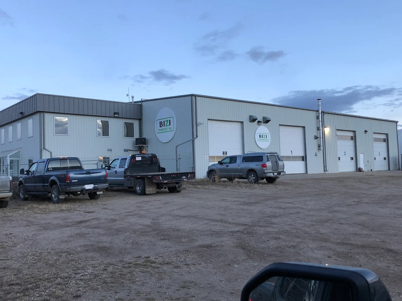 Overview shot of Bizi Transport's Blackfalds shop and office